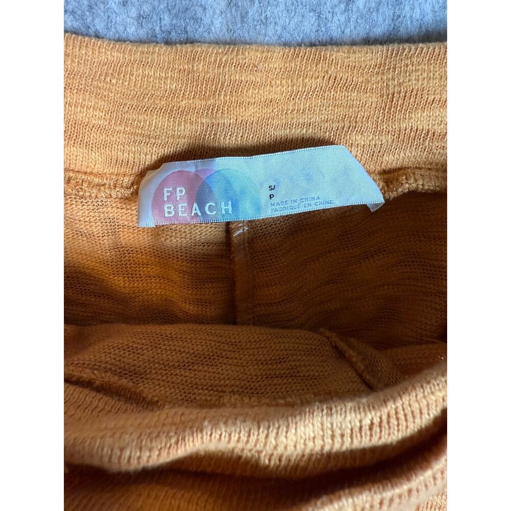 Free People Beach Orange 100% Cotton Wide Leg Dual Side Tie Pants - Small - Picture 5 of 10